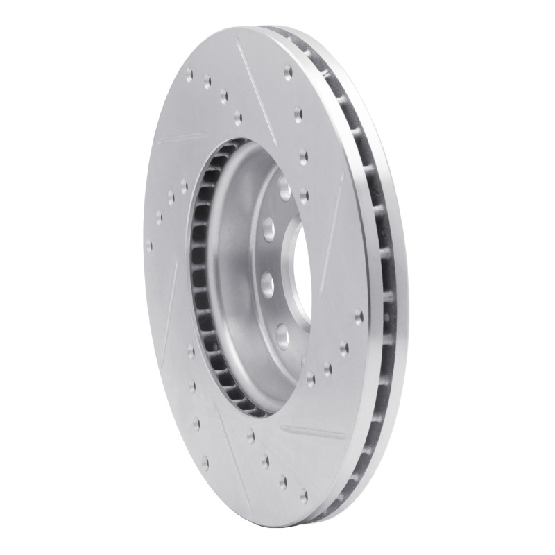 Audi A3 Brake Rotor (1) - Front Left - R1 Concepts - Drilled & Slotted - Silver - `05-`25